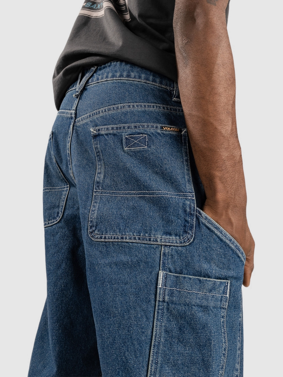 Volcom Labored Denim Utility Shorts indigo ridge wash