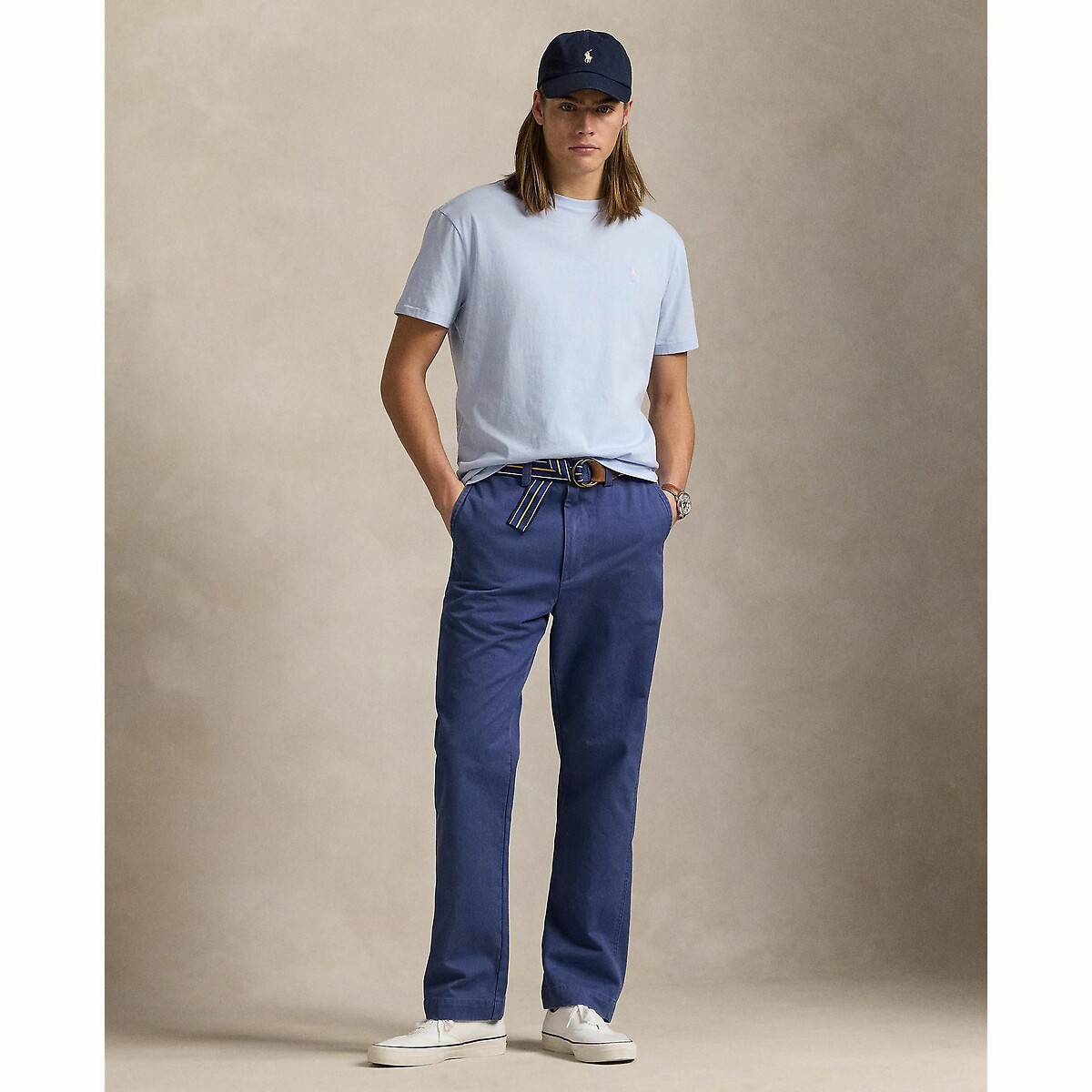 POLO RALPH LAUREN<br>Camiseta de gola redonda, malha de algodão