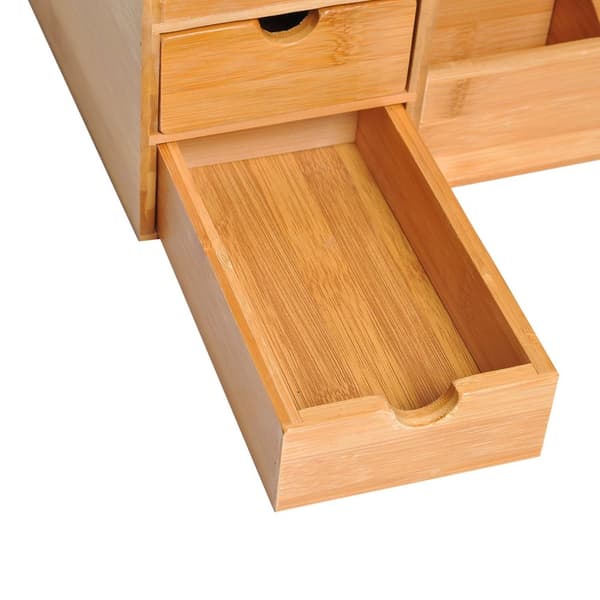 Desk Organizer Kontoroppbevaringsboks Med 2 Skuffer, Organisering Og Orden, Naturlig, L33 X B20,5 X H15,5 Cm