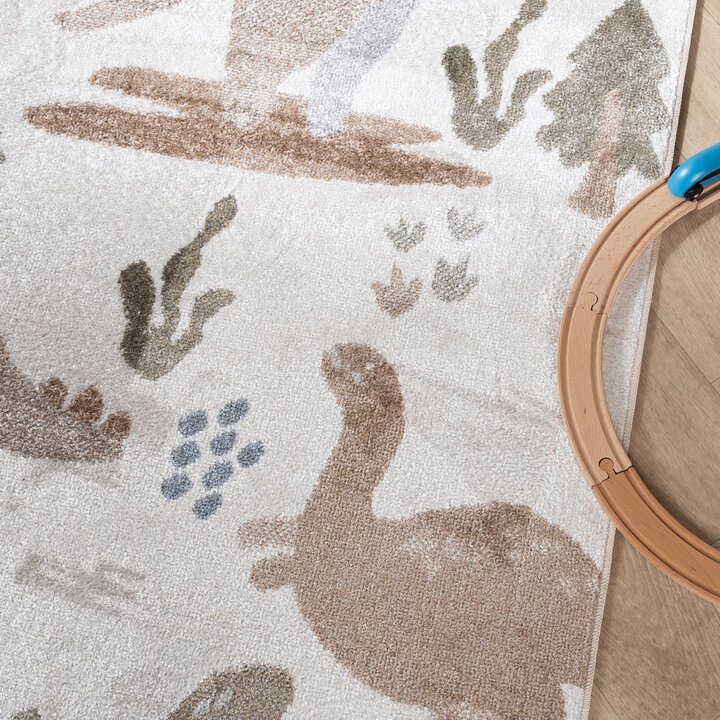 Wasbaar kindervloerkleed - Mace Dino Creme
