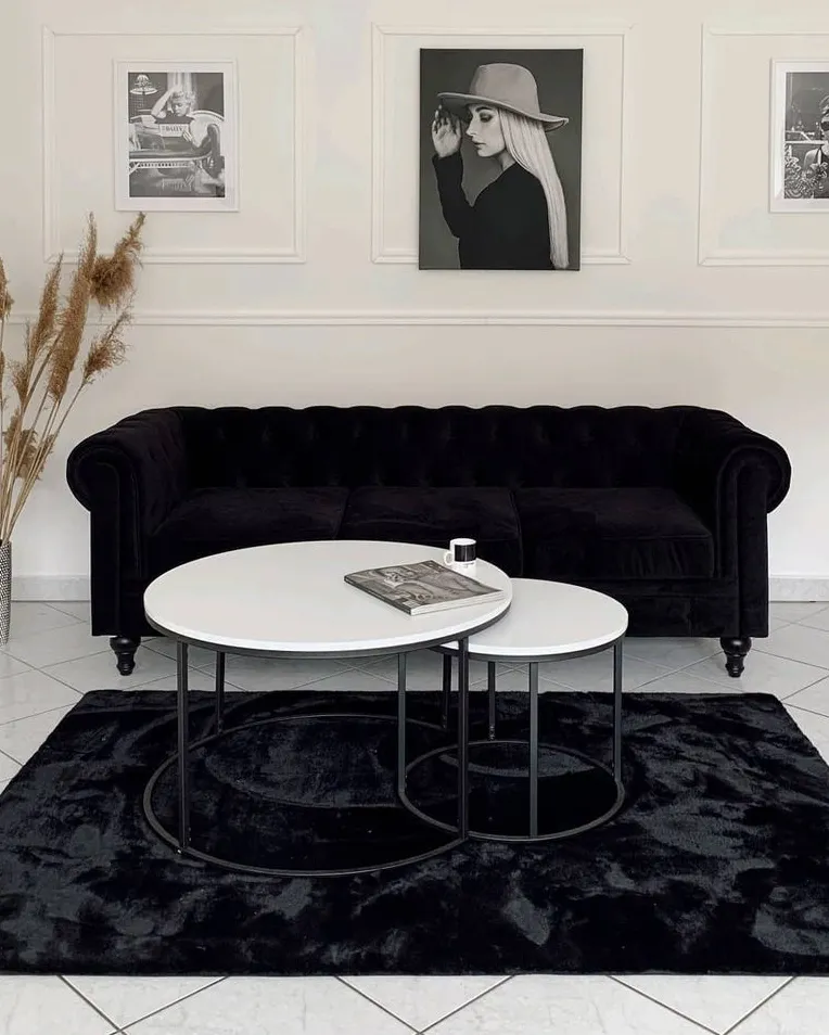 Bankenset 4-zits CHESTERFIELD Fluweel Zwart