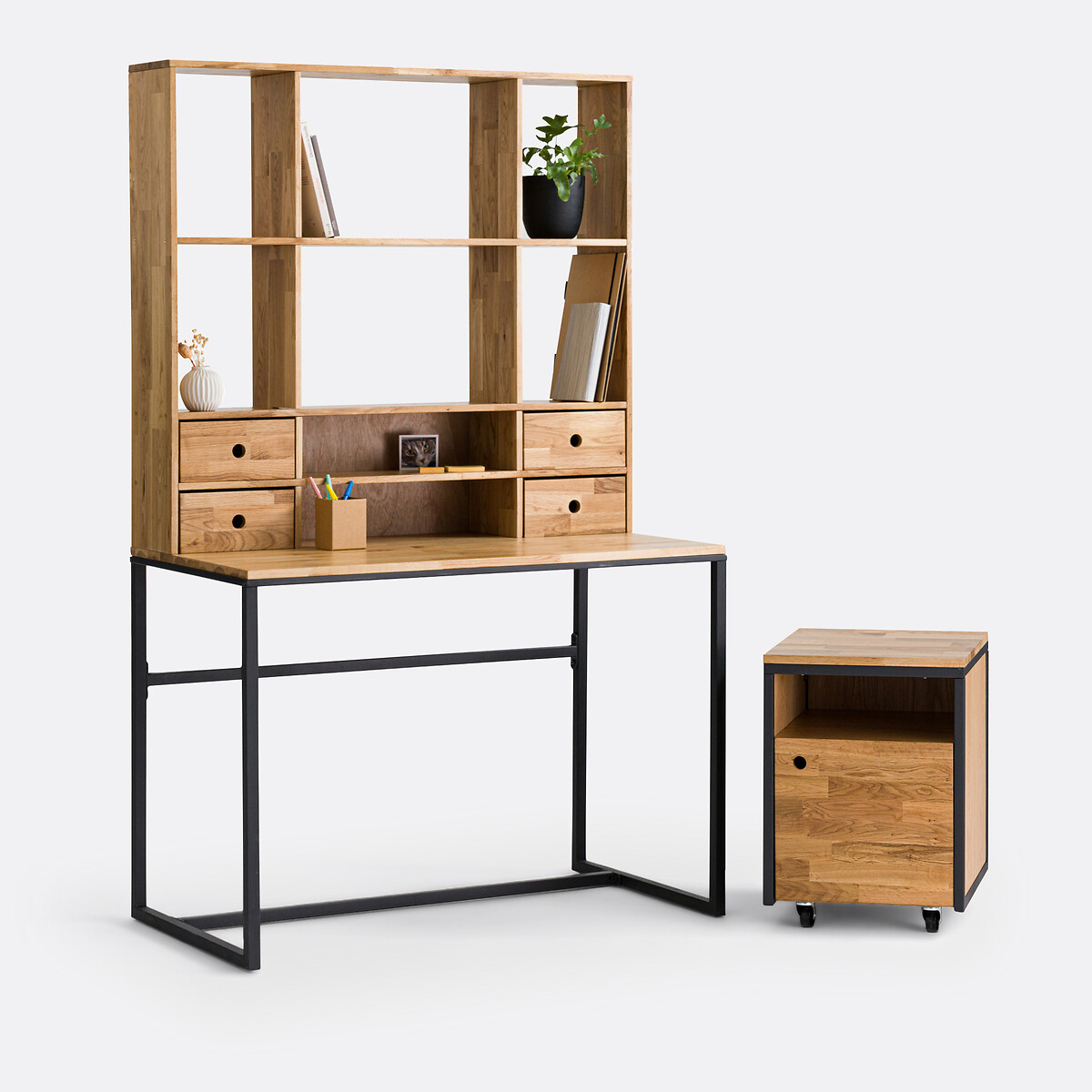 LA REDOUTE INTERIEURS<br>Mesa de carvalho e metal, com plataforma, Hiba