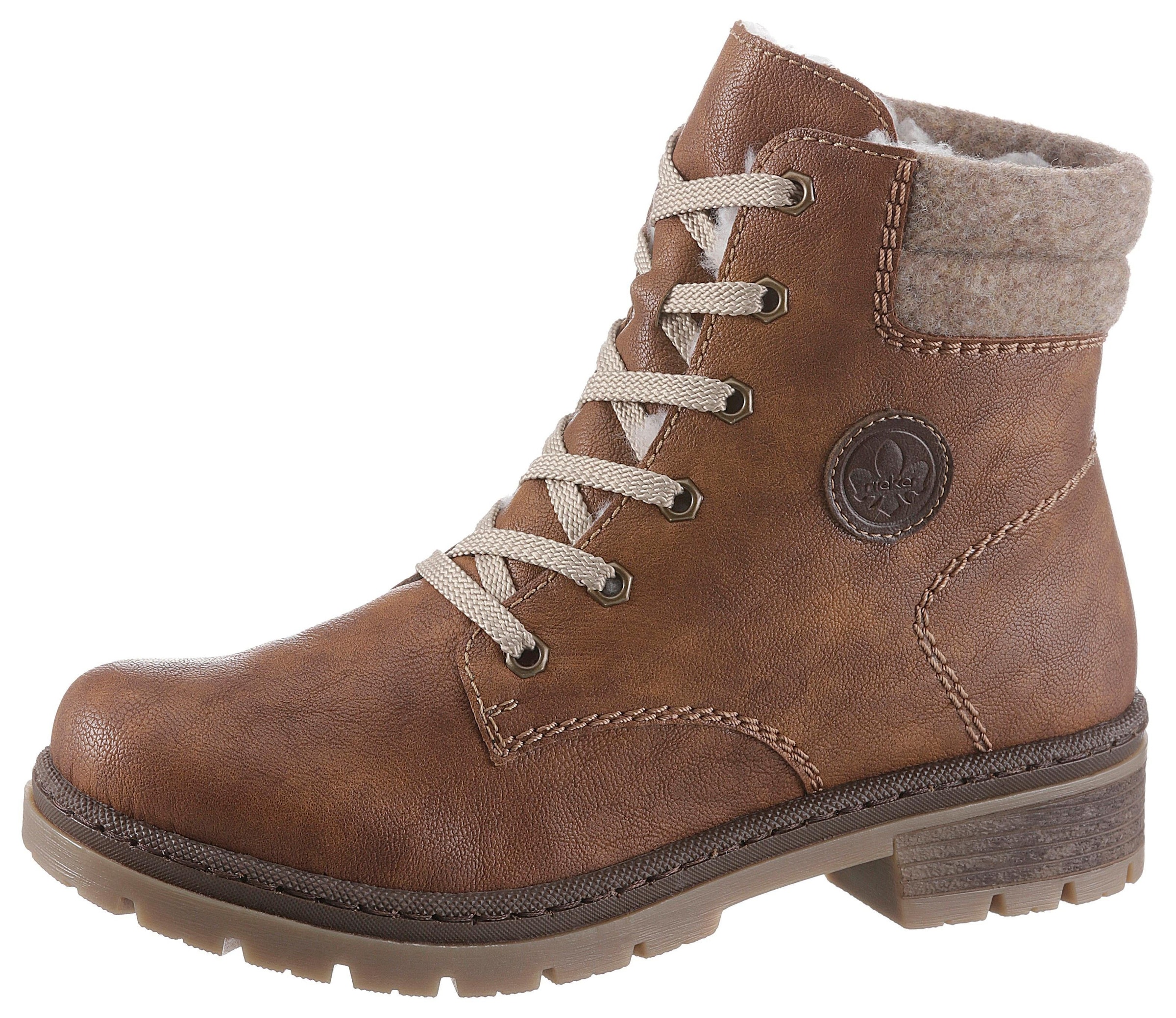 Rieker Winterboots  , Winterstiefelette, Blockabsatz, in trendiger Used-Optik