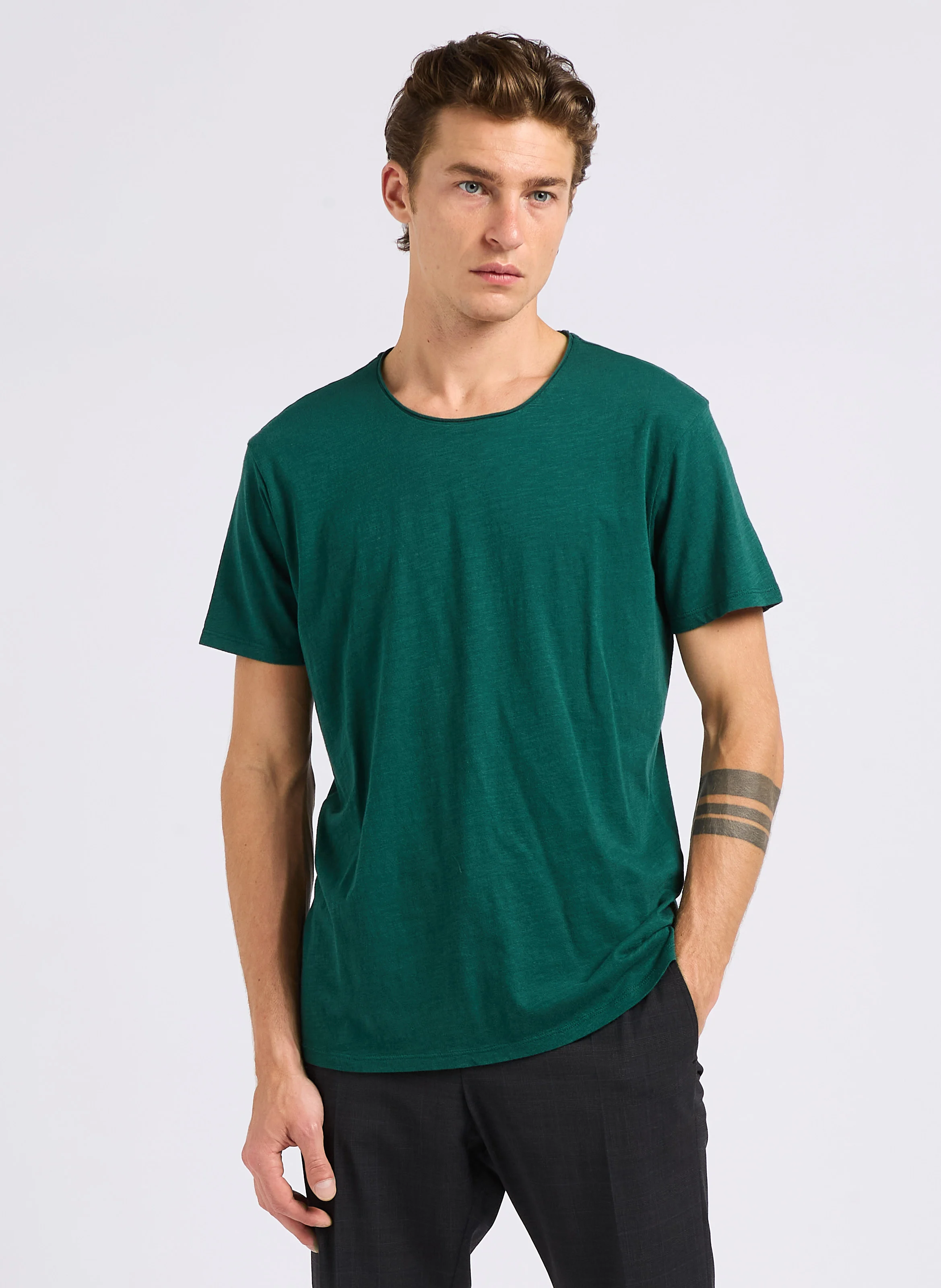 Tee-shirt col rond en coton | Vert