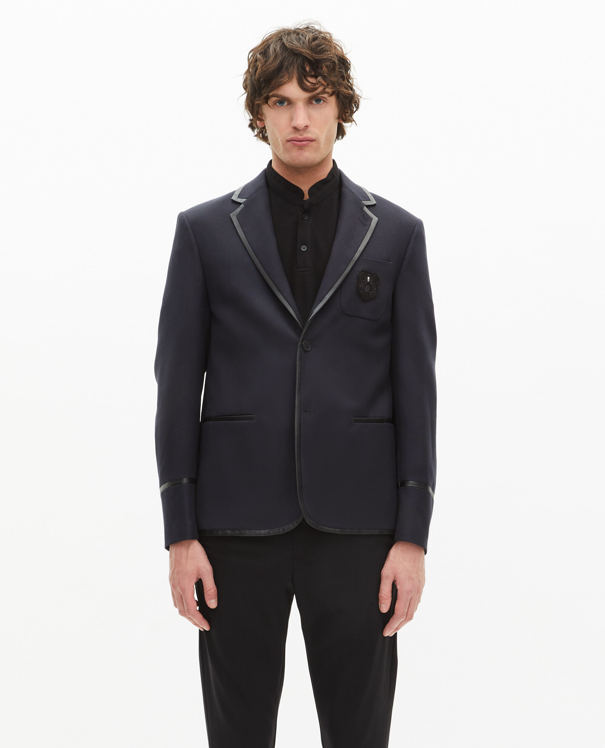 Veste en laine mélangée bleu marine