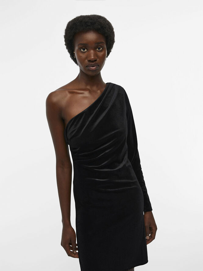 Object OBJBIANCA ONE SHOULDER SHORT DRESS Black