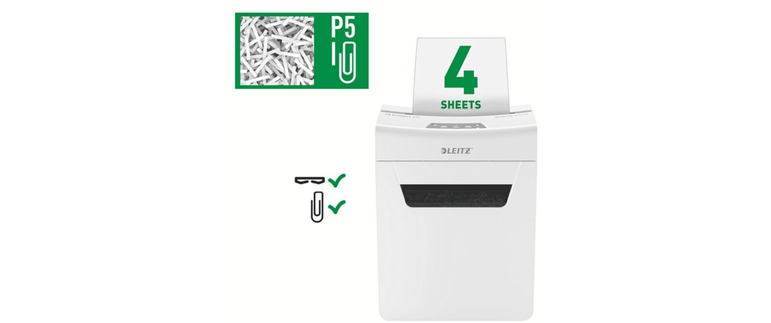 Aktenvernichter IQ Protect Premium 4M , 4 Blatt<br>Manueller Dokumentenvernichter mit Mikroschnitt für die sichere Vernichtung streng vertraulicher Unterlagen