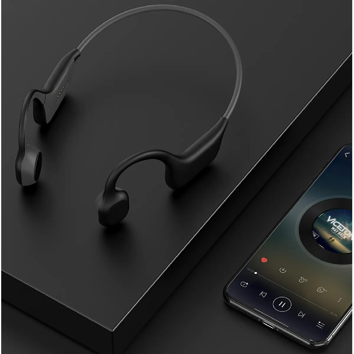 Universal Étanche Bluetooth 5.0 Casque à conduction osseuse noir