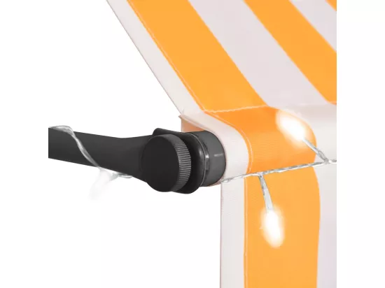 Auvent manuel rétractable avec LED 100 cm Blanc et orange