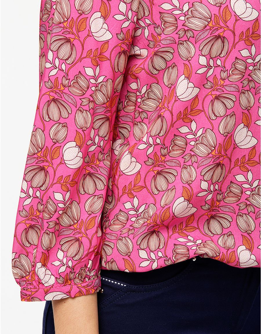 Blouse rose fleurie