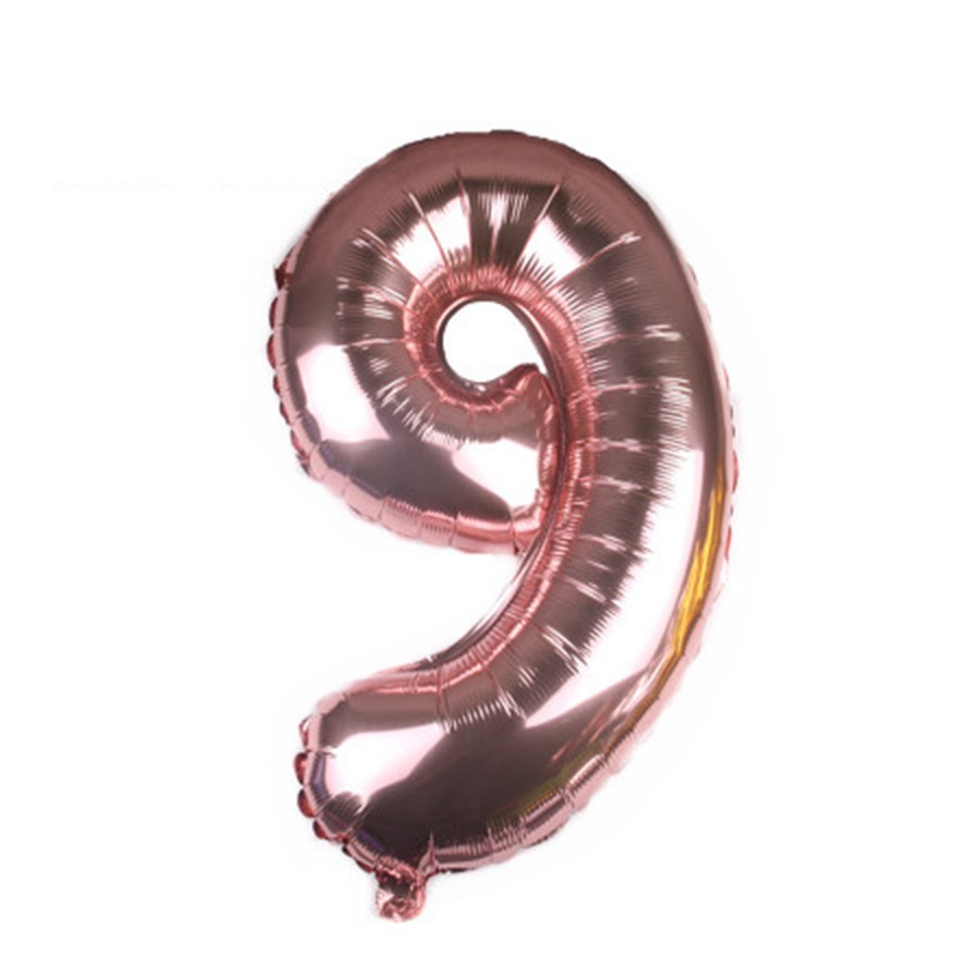 (80cm) Zahlen Ballon Geburtstags Party Luftballon Folienballon - Zahl 9 / Roségold
