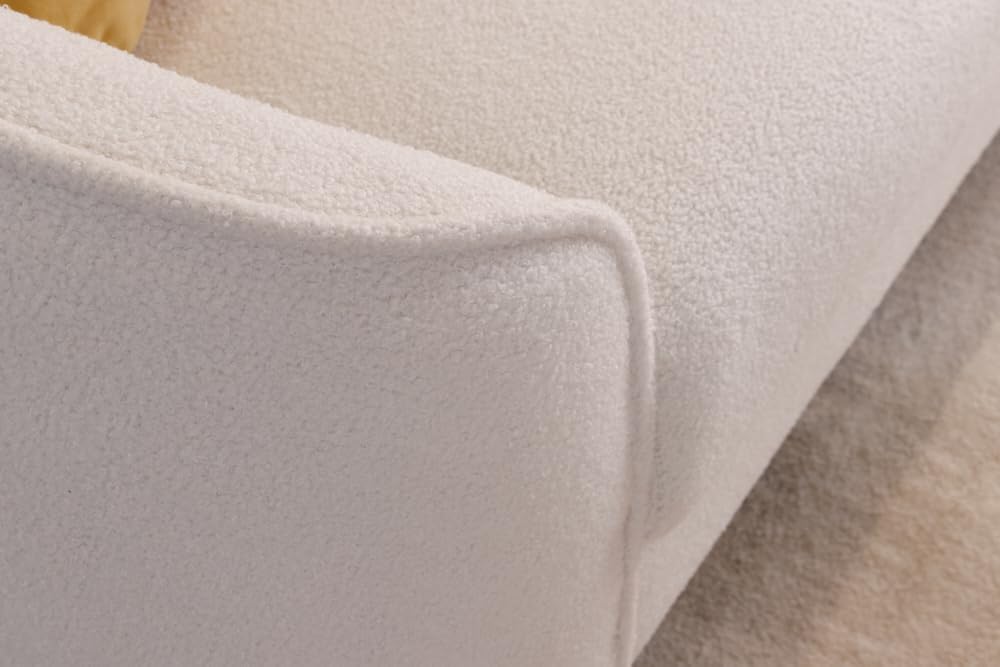 riess-ambiente.de Design 3er Lounge Sofa Diva 205cm weiß Bouclé 3-Sitzer Metallfüße Gold