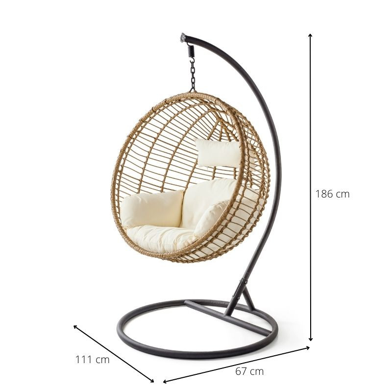 Hangstoel cocoon XL met standaard - naturel - ø105x186 cm