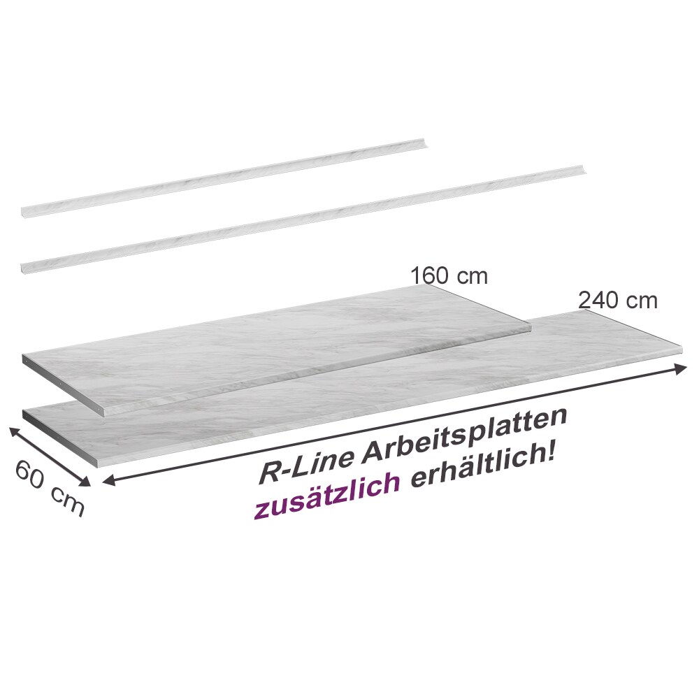 Vicco Küchenarbeitsplatte R-Line Marmor Weiß 240 cm