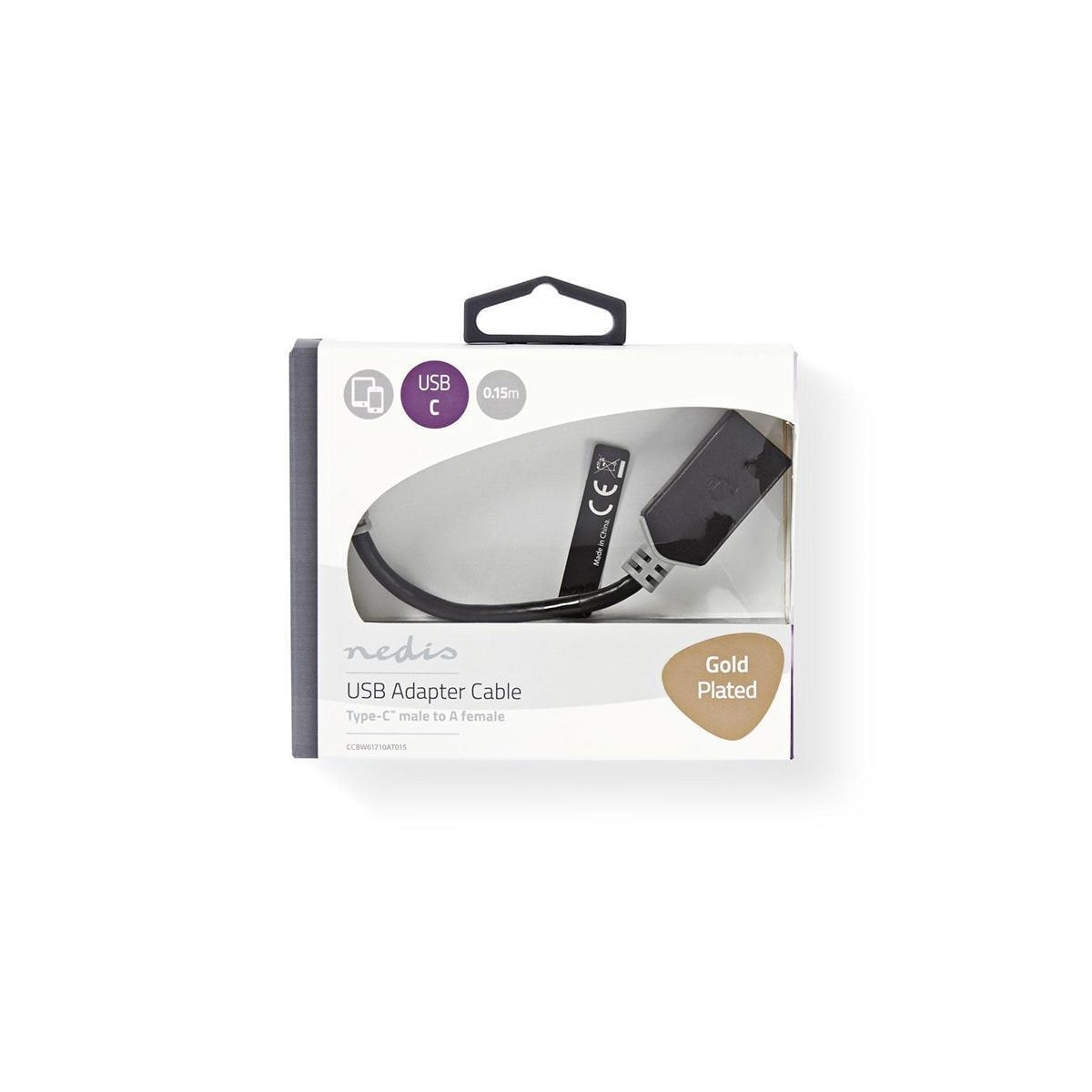USB 3.0-kabel | Type-C, hann - A, hunn | 0,15 m | Antrasitt