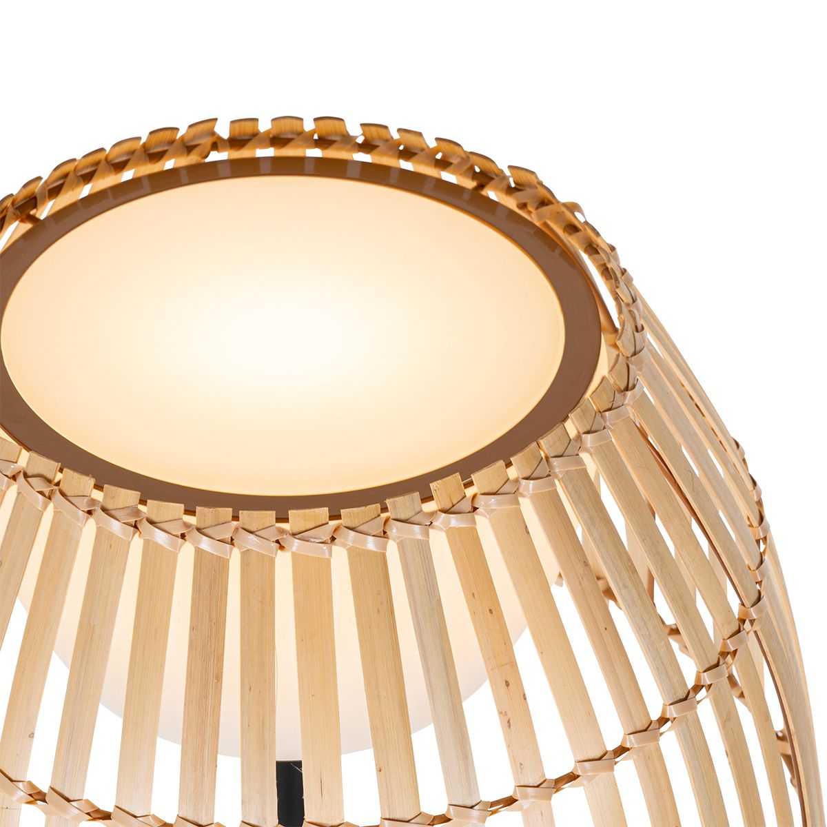Landelijke buiten vloerlamp zwart met bamboe incl. LED - Kaiser