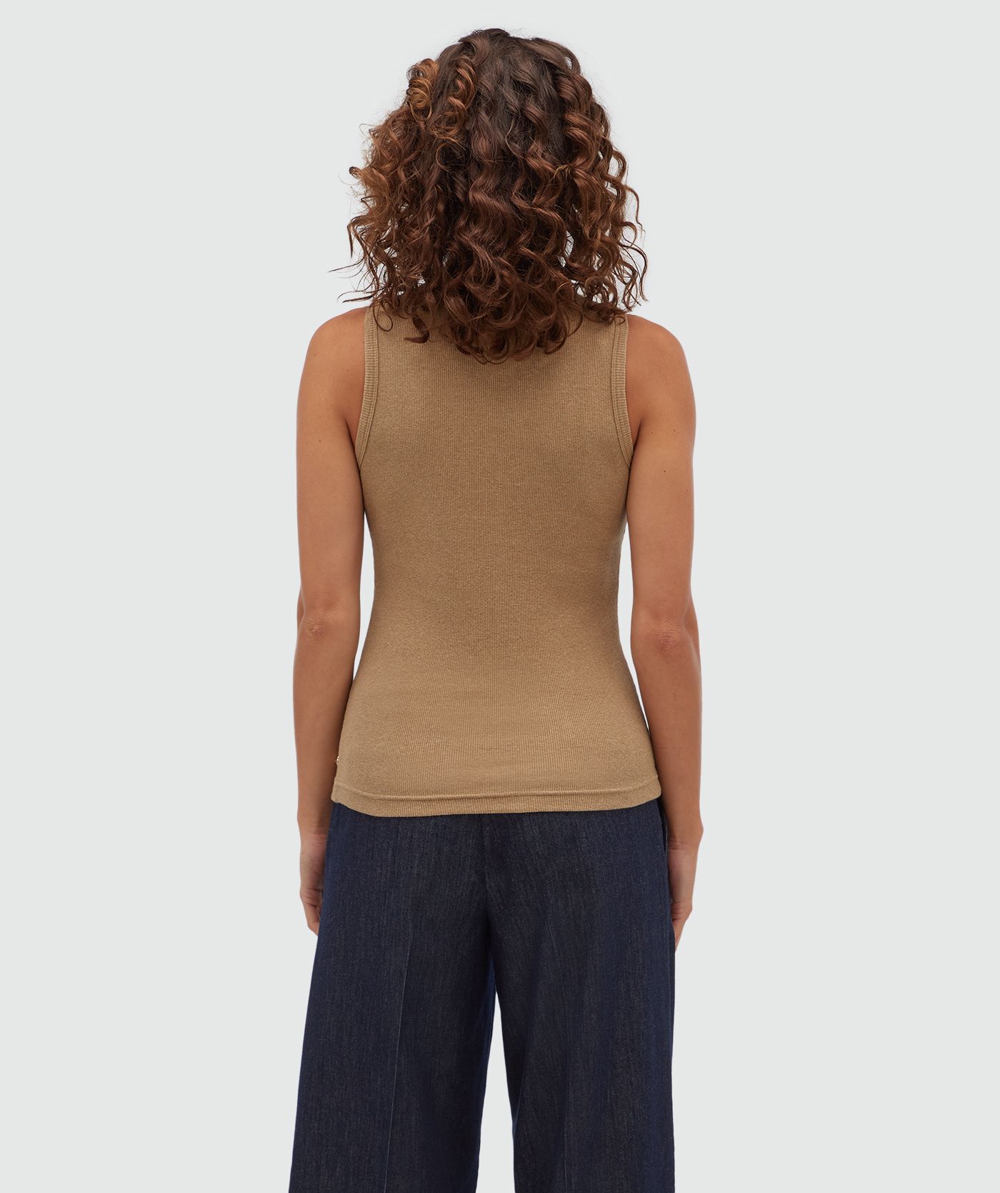 JV-CALIX slim fit top met kralen details - khaki melange