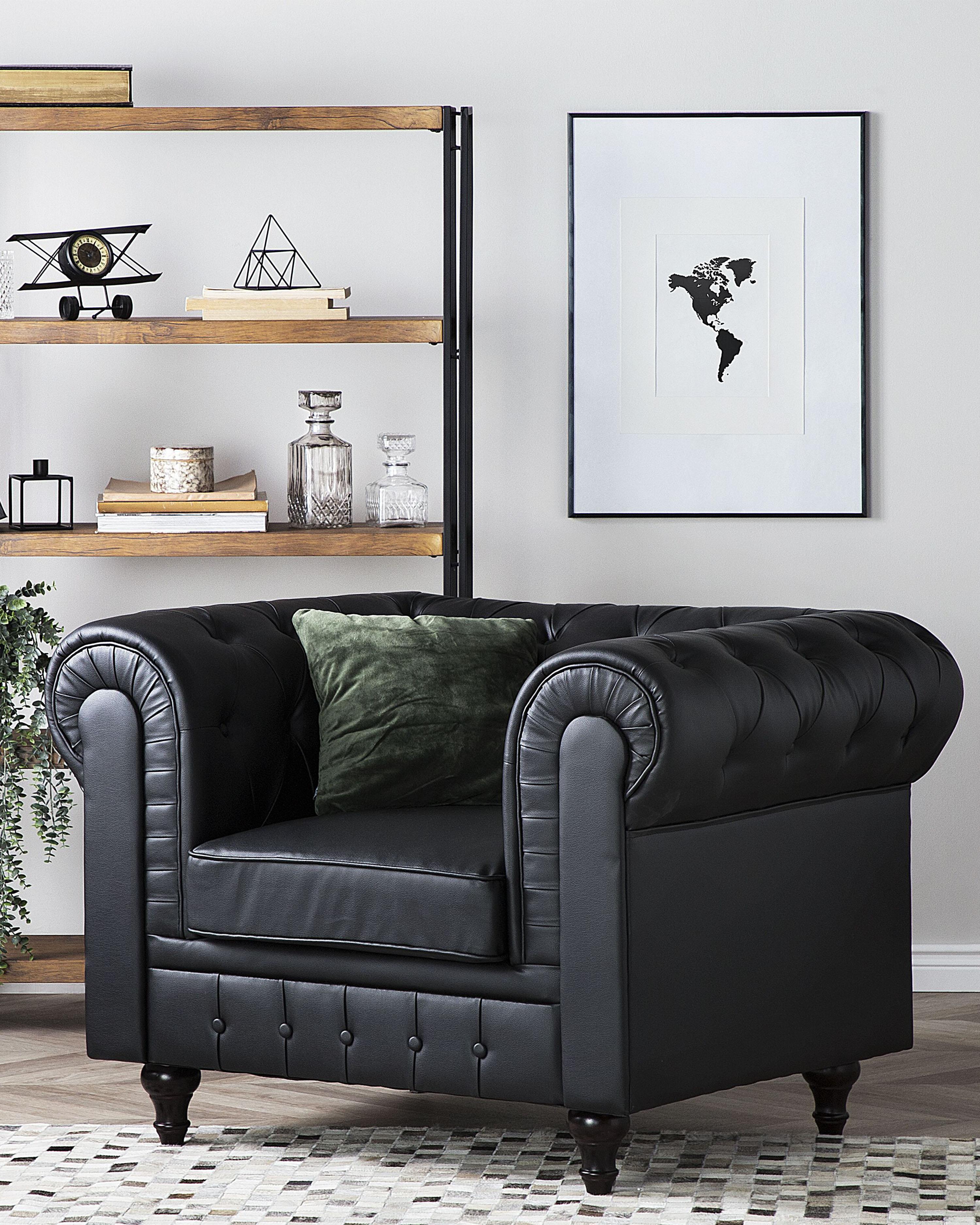 Fauteuil CHESTERFIELD Kunstleer Zwart
