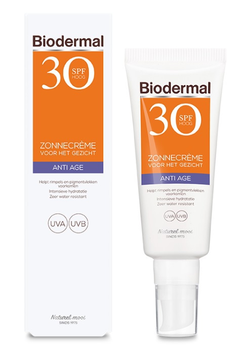 Biodermal Zonnebrand Crème Gezicht Anti Age SPF30 40ml