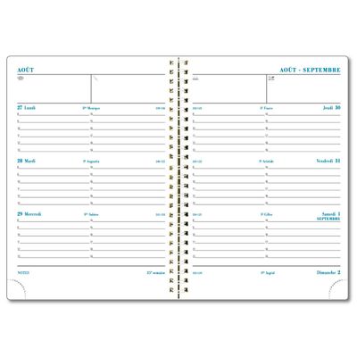 Agenda à spirale Linicolor - 1 semaine sur 2 pages - 16 mois - 14 x 18 cm - disponible dans différentes couleurs - Exacompta