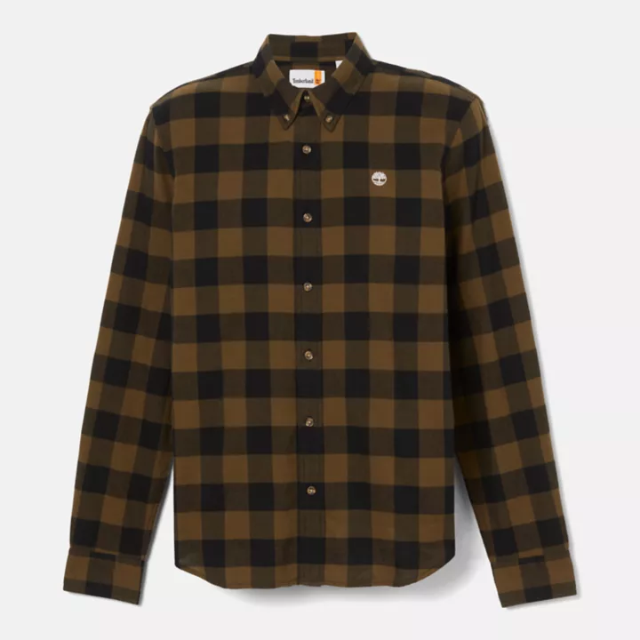 Camisa xadrez de manga comprida Mascoma River para homem, na cor verde.