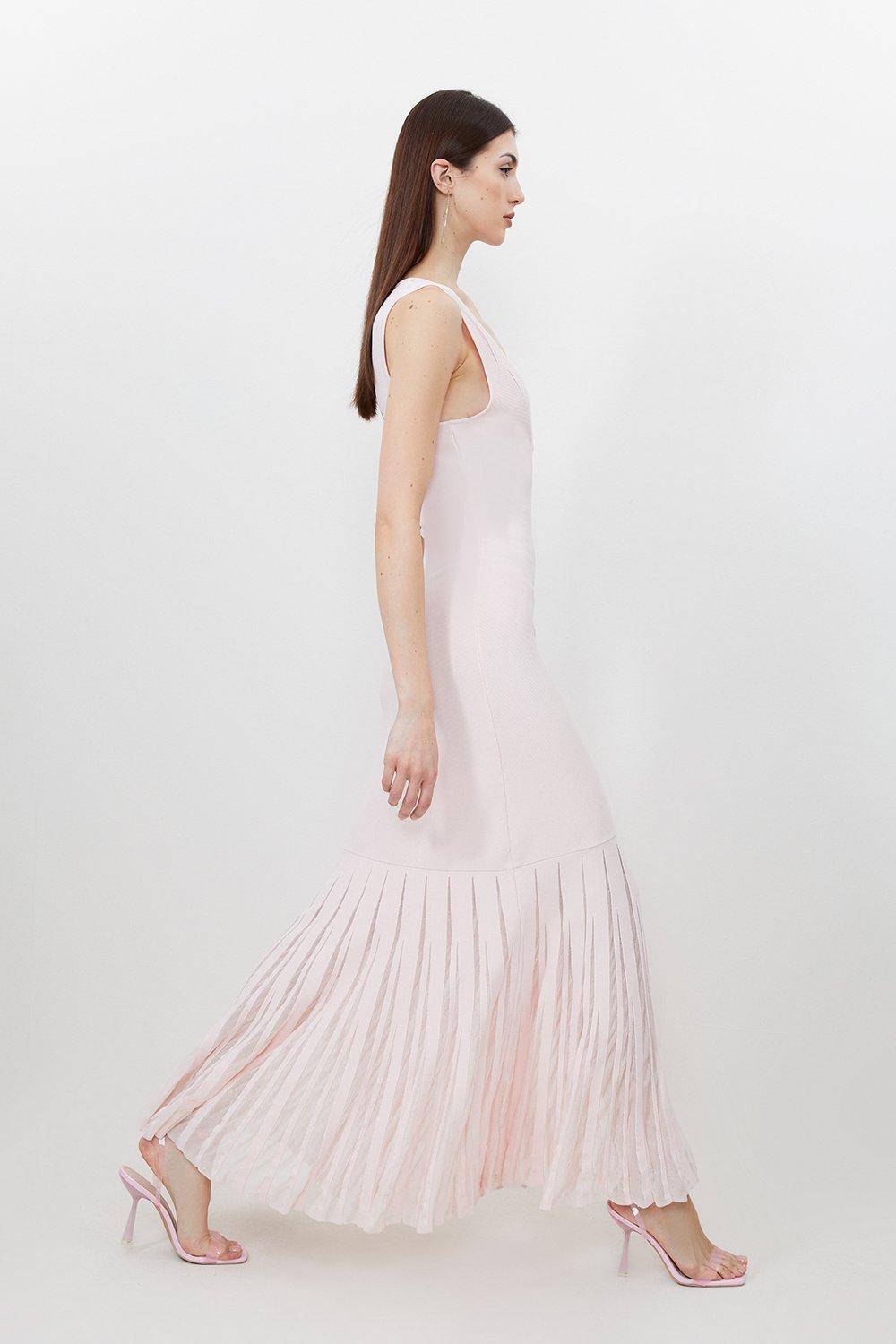 KarenMillen Robe longue en maille maxi à jupe transparente en mélange de viscose