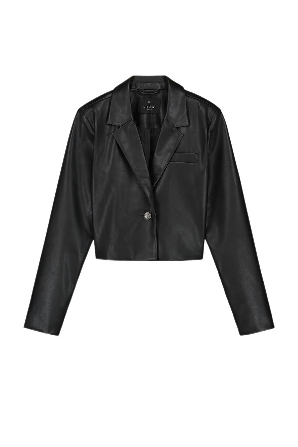 NIK&NIK imitatieleren blazer Lana zwart