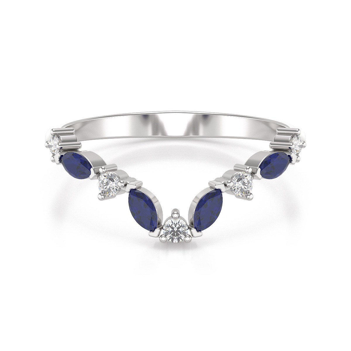 Bague ADEN Or 585 Blanc Saphir et diamants 1.9grs