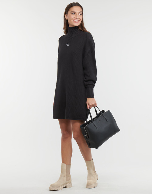 Calvin Klein Jeans - WOVEN LABEL LOOSE SWEATER DRESS - Noir