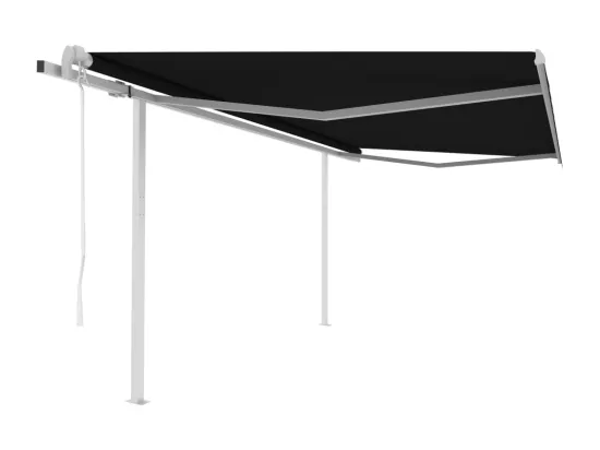 Auvent rétractable automatique avec poteaux 4,5x3 m Anthracite