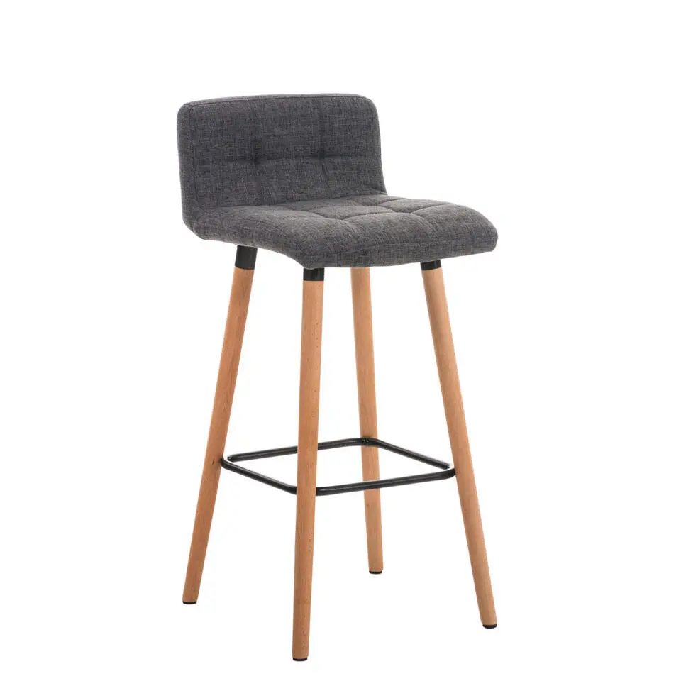 CLP Barkruk Lincoln natura Frame - Stof - licht grijs