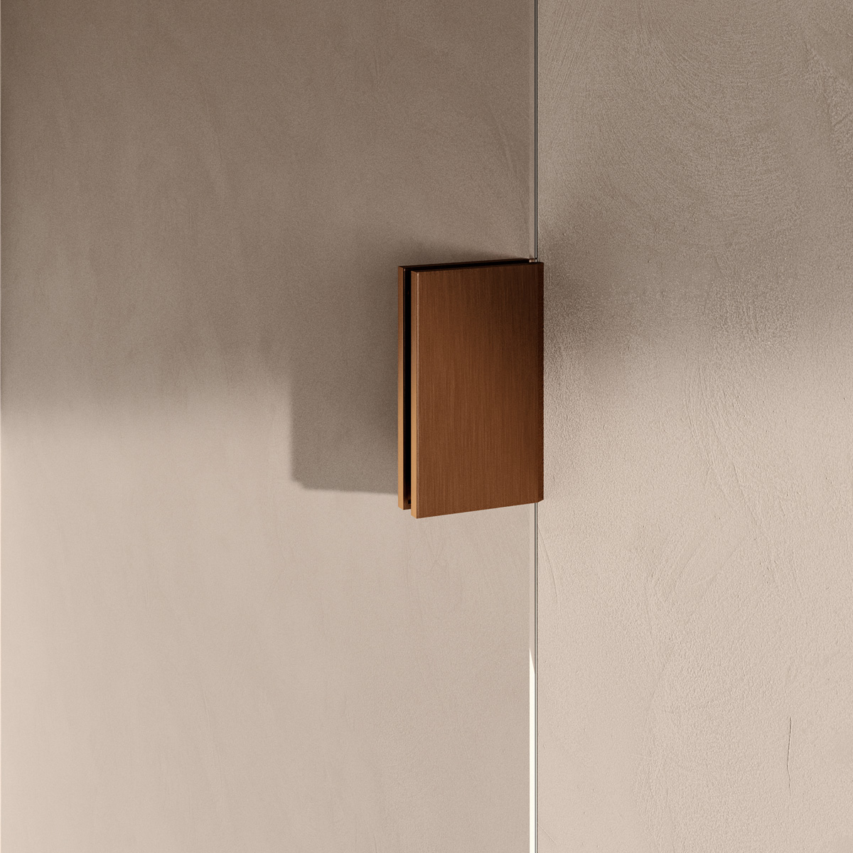 Brauer Void Carving profielloze nisdeur 130cm met draaideur 60cm aan muur koper geborsteld PVD