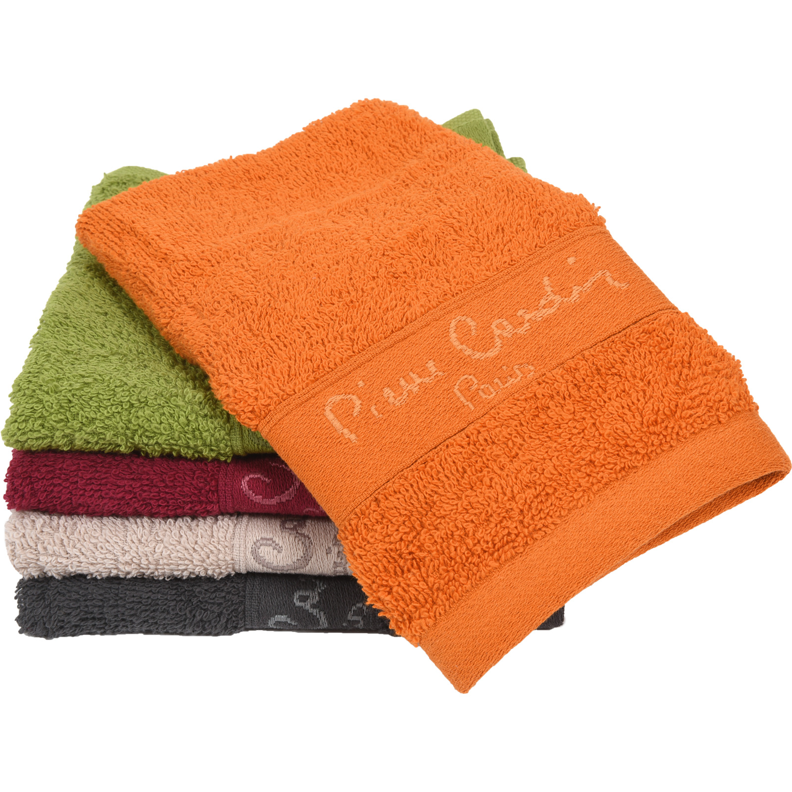 Pierre Cardin Waschlappen Frottee 30 x 30 cm mit Stickerei orange