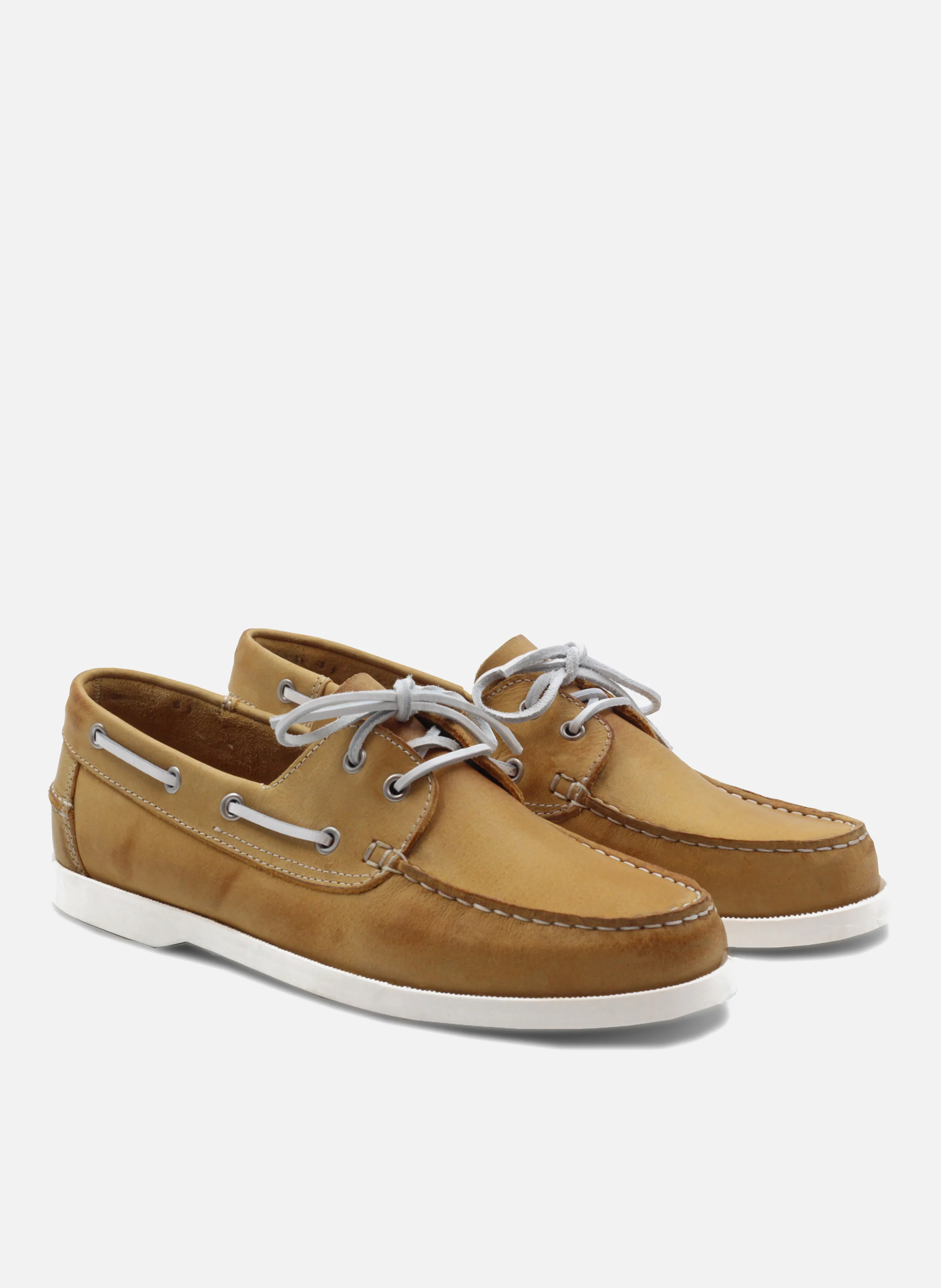 Chaussures bateau cuir mat brossé | Jaune