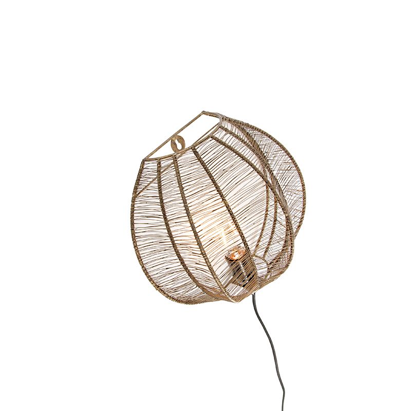 Industriële wandlamp brons met zwart - Dong