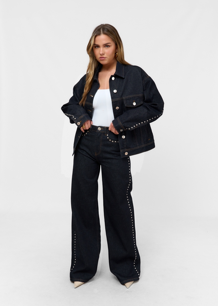 Dani stud jacket marine blauw