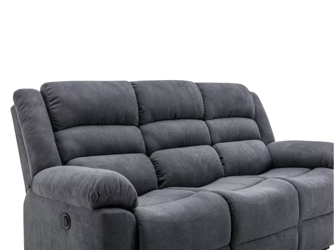 Canapé 3 places et fauteuil relax électrique en tissu gris BUROLO