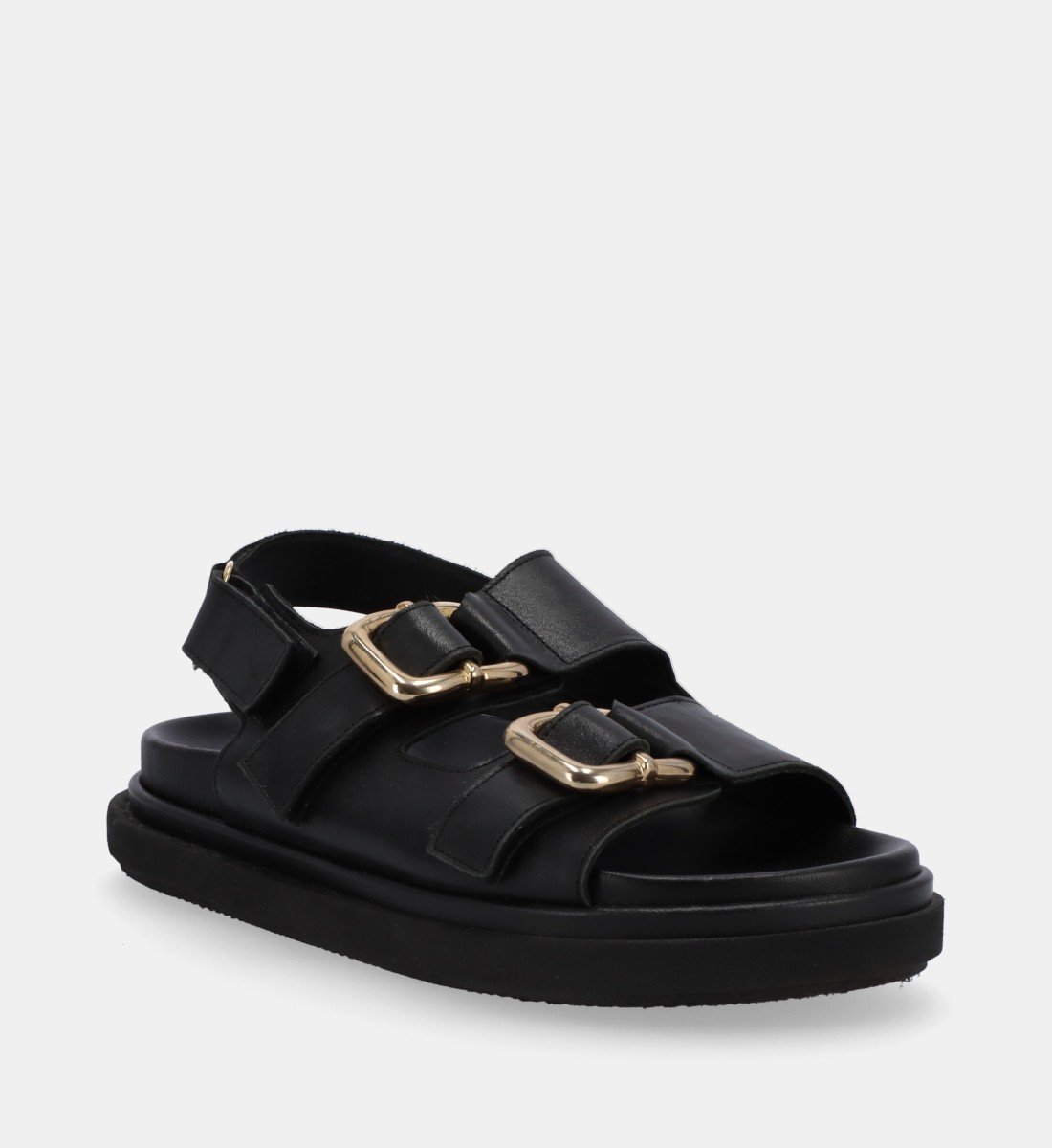 HARPER - Sandales plates en cuir | Noir