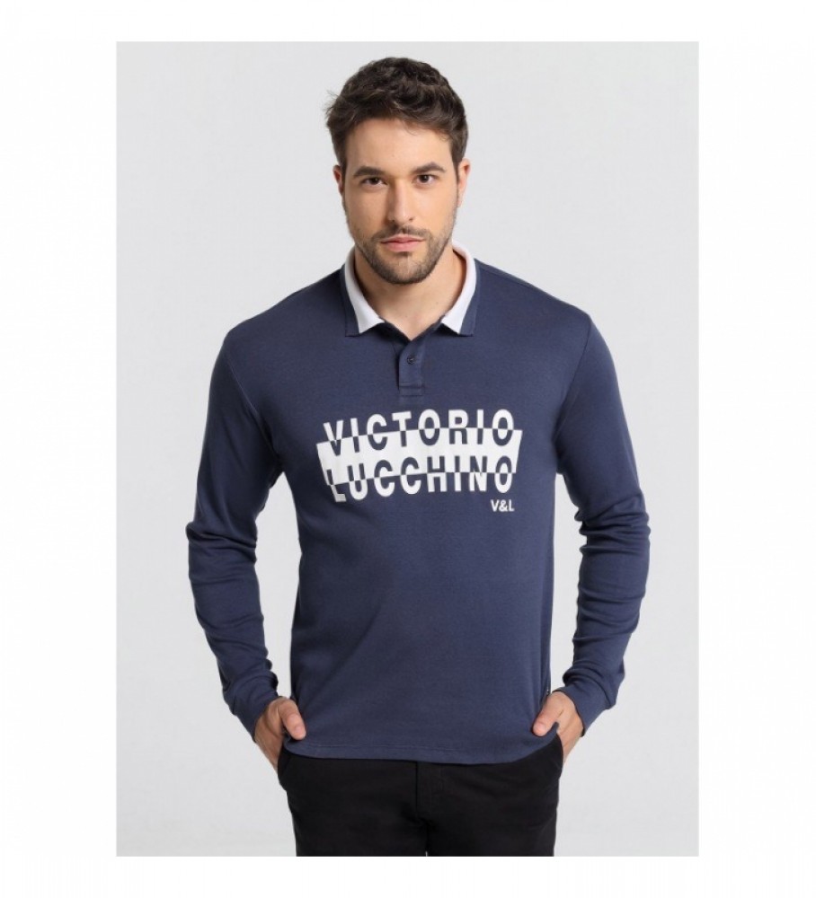 Victorio & Lucchino, Polo de manga comprida V&L V&L Sport azul marinho