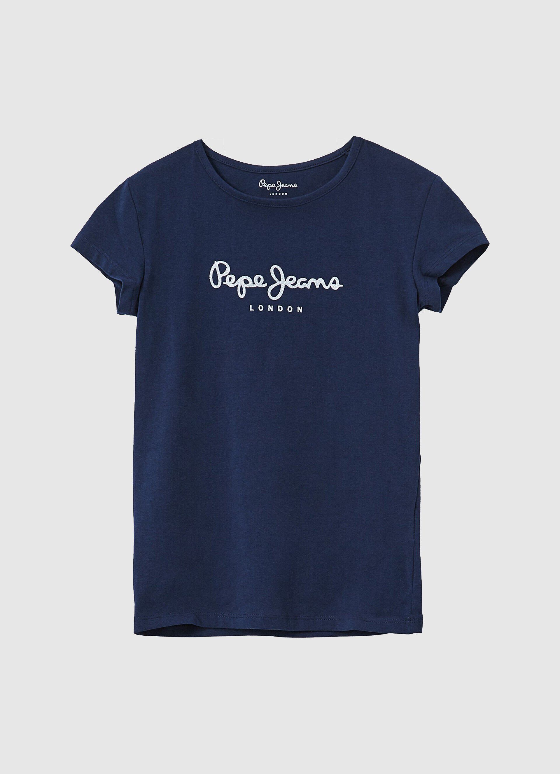 Camiseta com logo e detalhes em glitter - azul dulwich