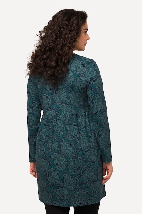 Longshirt, A-Linie, Paisley, Rundhals, Keyhole, Langarm