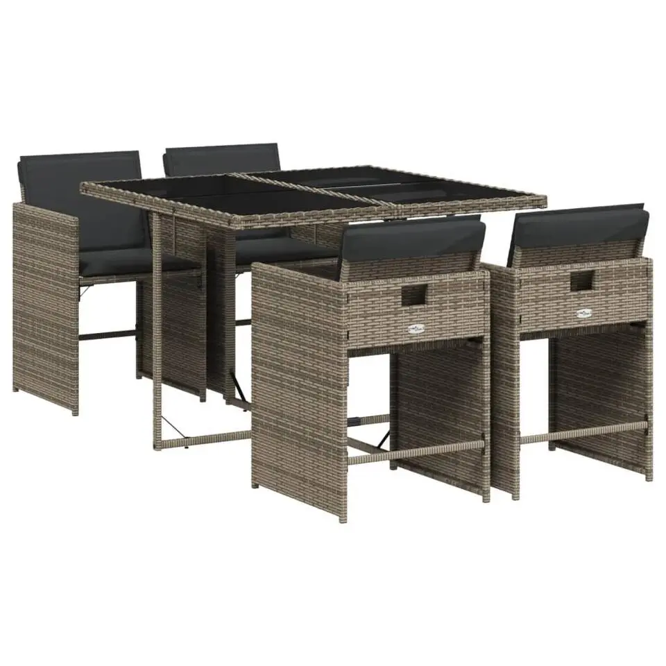 vidaXL - 4-zits Tuinset met donkergrijs kussens - Poly rattan - 110x106 cm