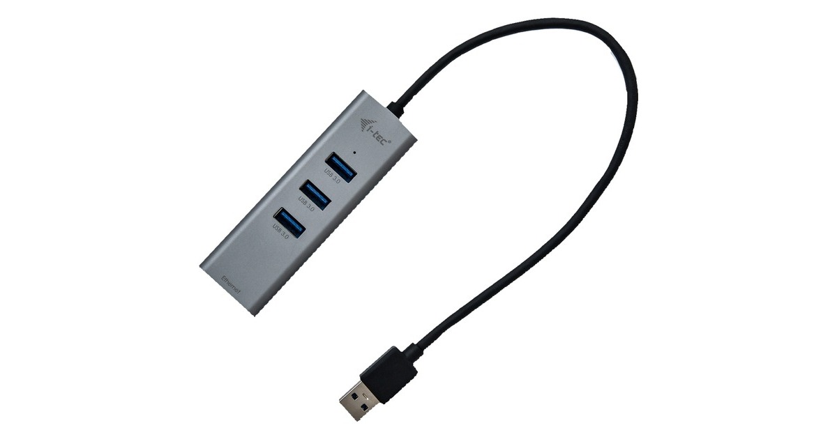 i-tec3-Port USB 3.0 Metal + Gigabit LAN usb-hub  (Antraciet)