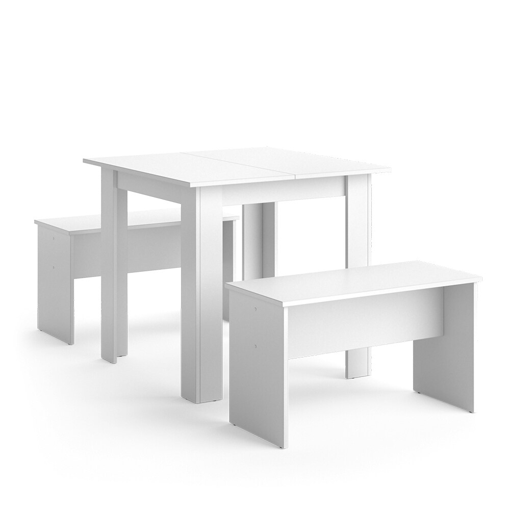 Vicco Tischgruppe Sitzgruppe Esszimmer Sentio Esstisch Sitzbank Weiß 80 cm