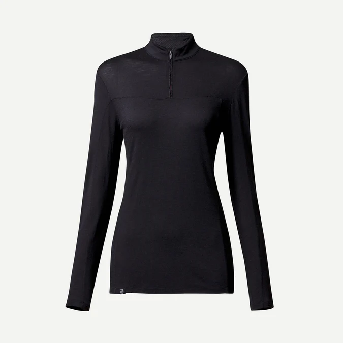 Decathlon Forclaz - Camisa feminina de manga comprida Forclaz MT500 em lã merino