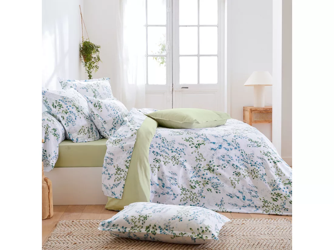 Taie de traversin 140x43 cm satin de coton ANGÈLE vert tilleul