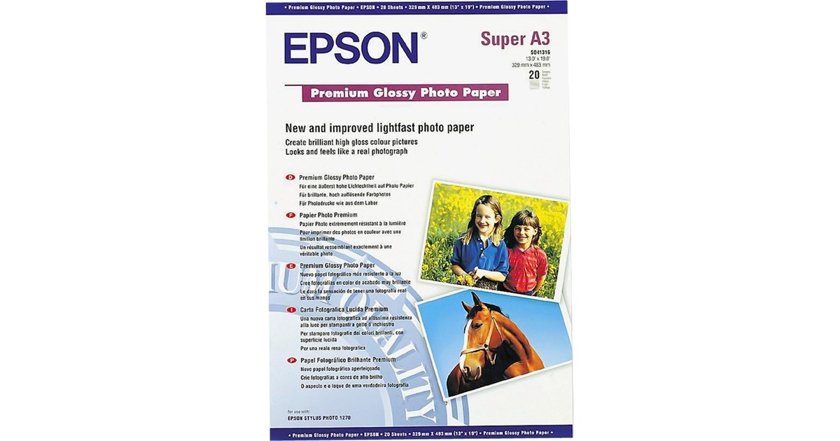 EpsonPremium Glossy Photo Paper A3 fotopapier  (S041315, Retail)