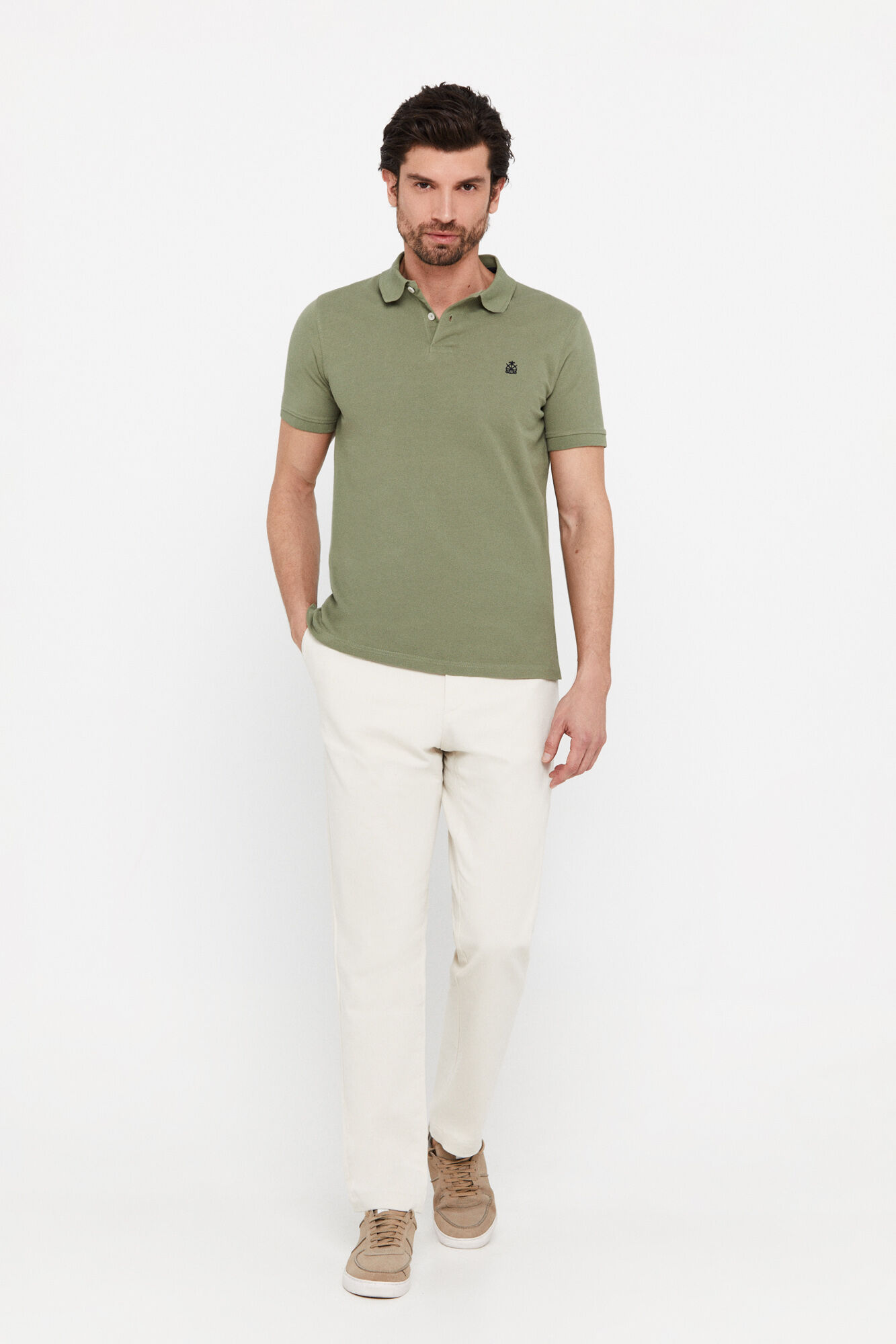 Calça chino leve de corte regular - Marfim