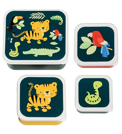 A Little Lovely Company Brotdosen-Set - 4 Teile - Jungle Tiger