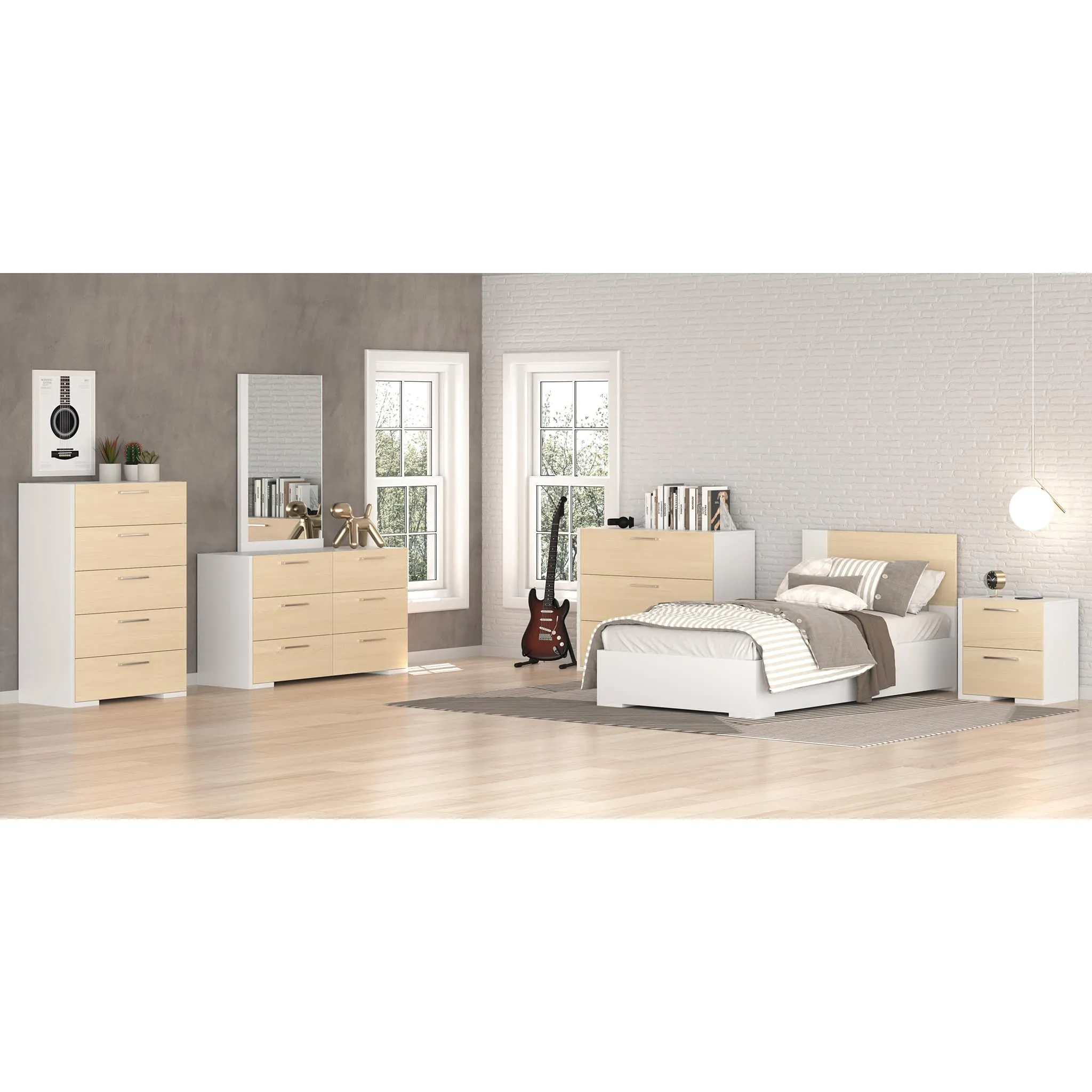 Meuble Meq Table de Nuit - Blanc Naturel